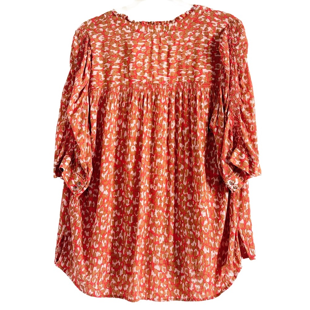 Democracy Orange Patterned Blouse 2x - image 8